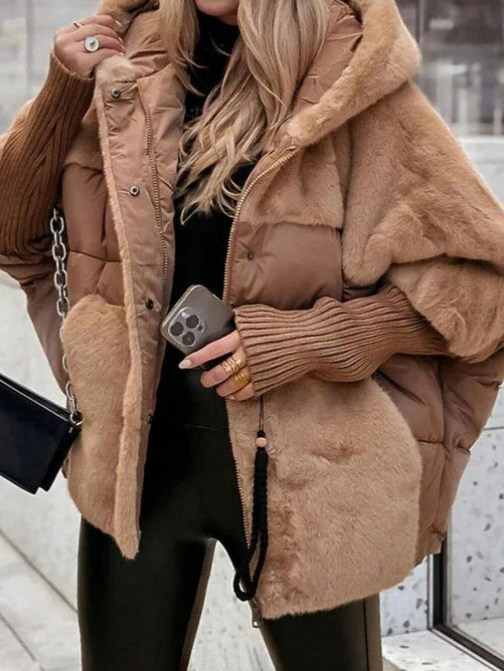 Apricot Tan Casual Women's Loose Fit Padded Jacket